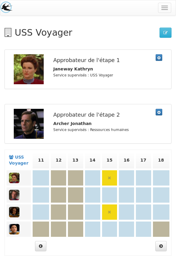 Mobile view, service schedule Mobile view, service schedule