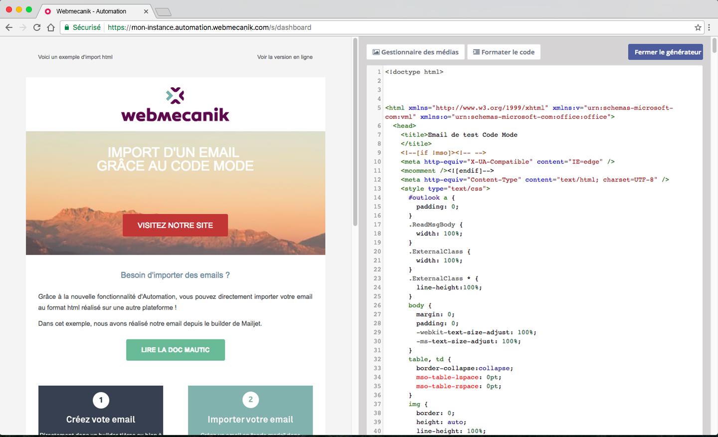 Webmecanik Automation - Publisher email with possibility to edit HTML emails