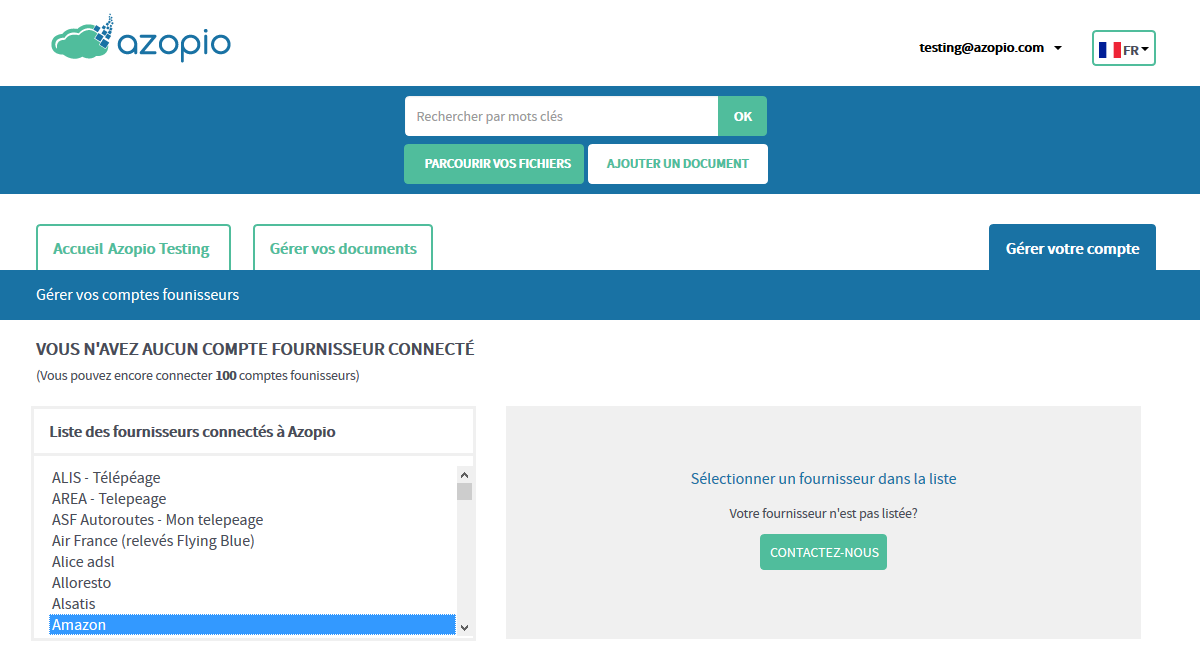 L'utilisateur peut connecter ses comptes bancaires et fournisseurs permettant ainsi la récupération automatique des transactions bancaires et des factures L'utilisateur peut connecter ses comptes bancaires et fournisseurs permettant ainsi la récupération automatique des transactions bancaires et des factures