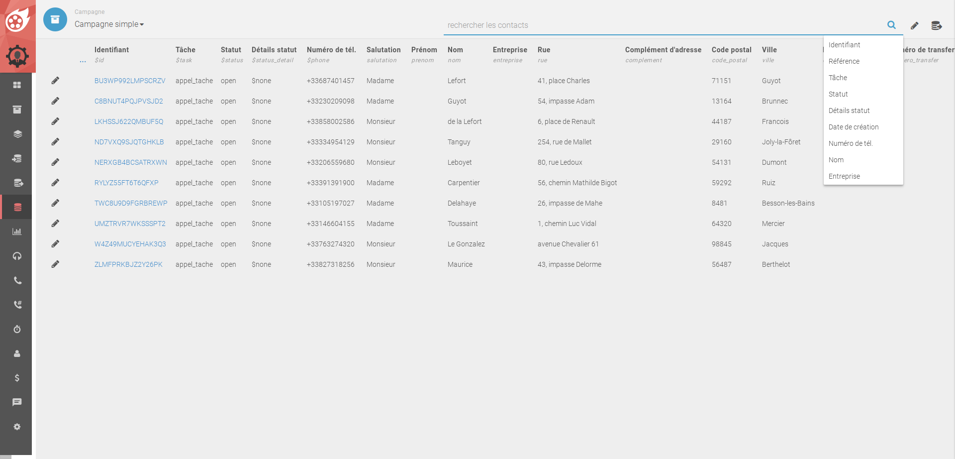 The contact view - your overview for all addresses and processes in Dialfire The contact view - your overview for all addresses and processes in Dialfire