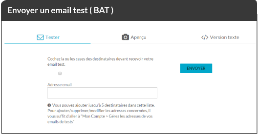Test your emailing sending a BAT