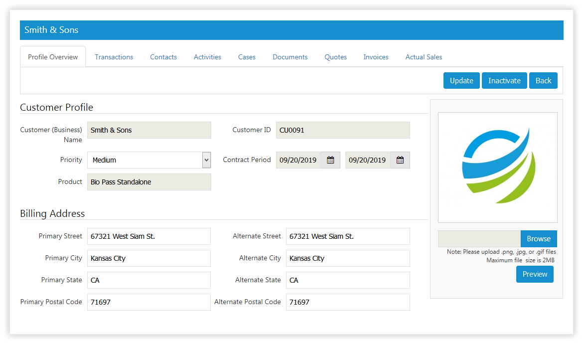 SutiCRM-SutiCRM Profile Screen SutiCRM-SutiCRM Profile Screen