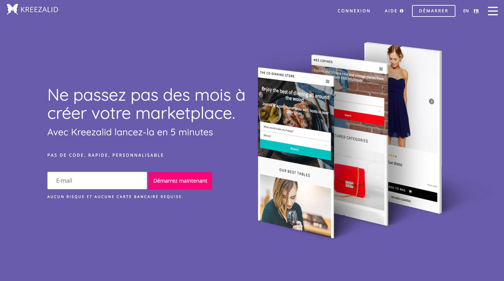 Kreezalid homepage That Explains how to Easily Build your own marketplace Kreezalid homepage That Explains how to Easily Build your own marketplace
