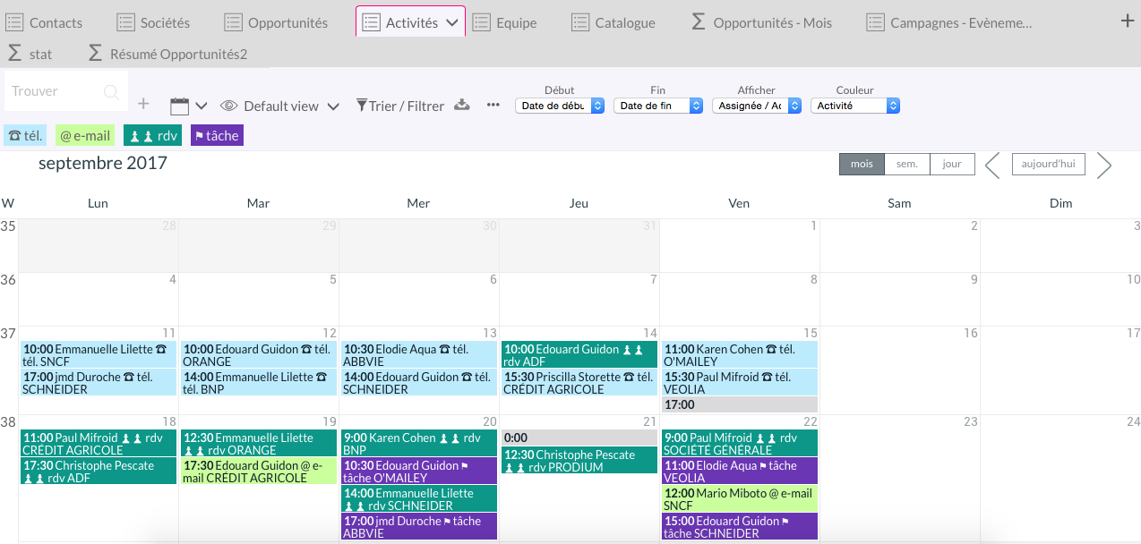 Calendar view Calendar view