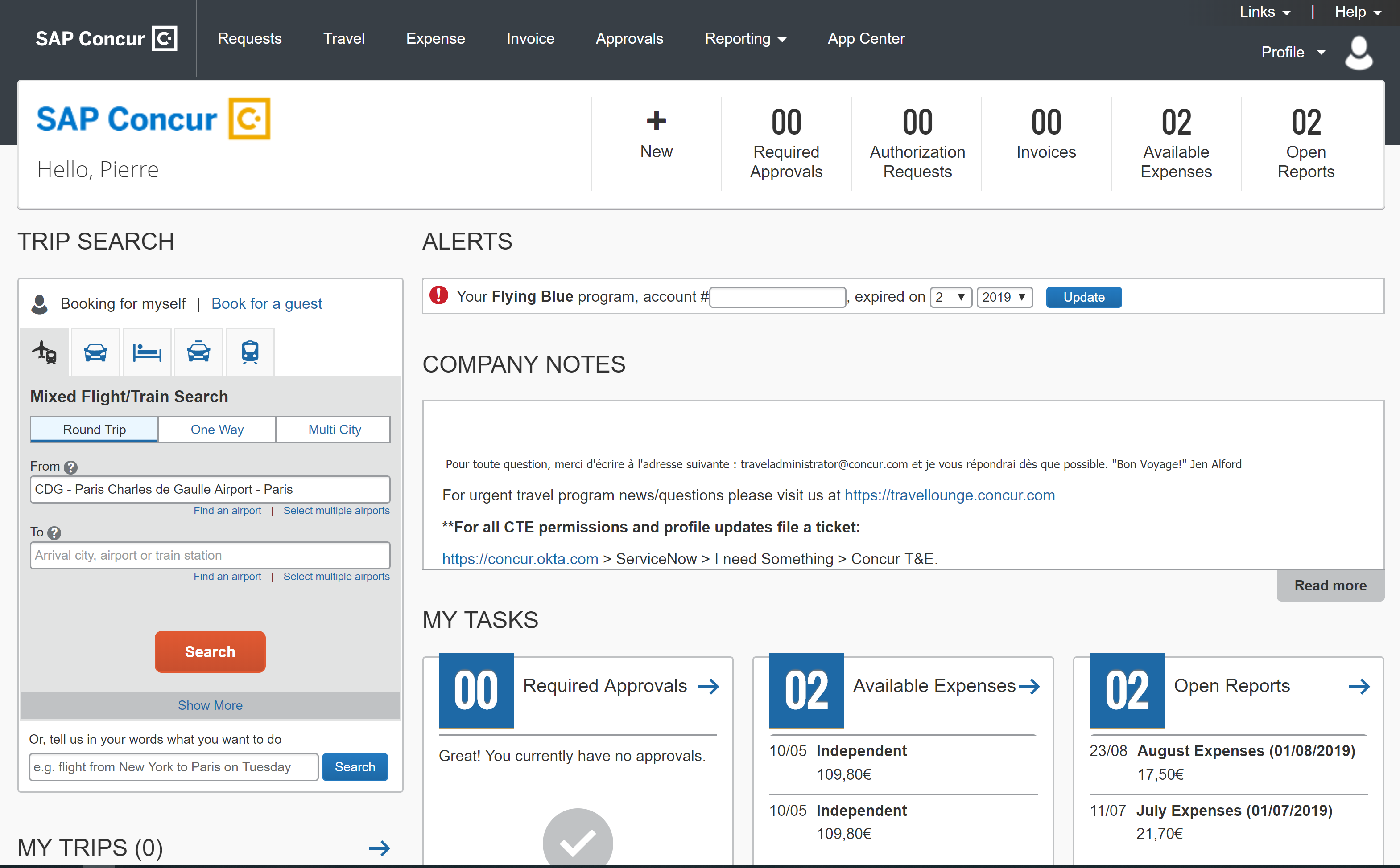 SAP Concur-screenshot capture desktop