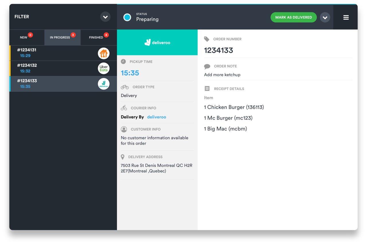 Dashboard view on Deliverect Dashboard view on Deliverect