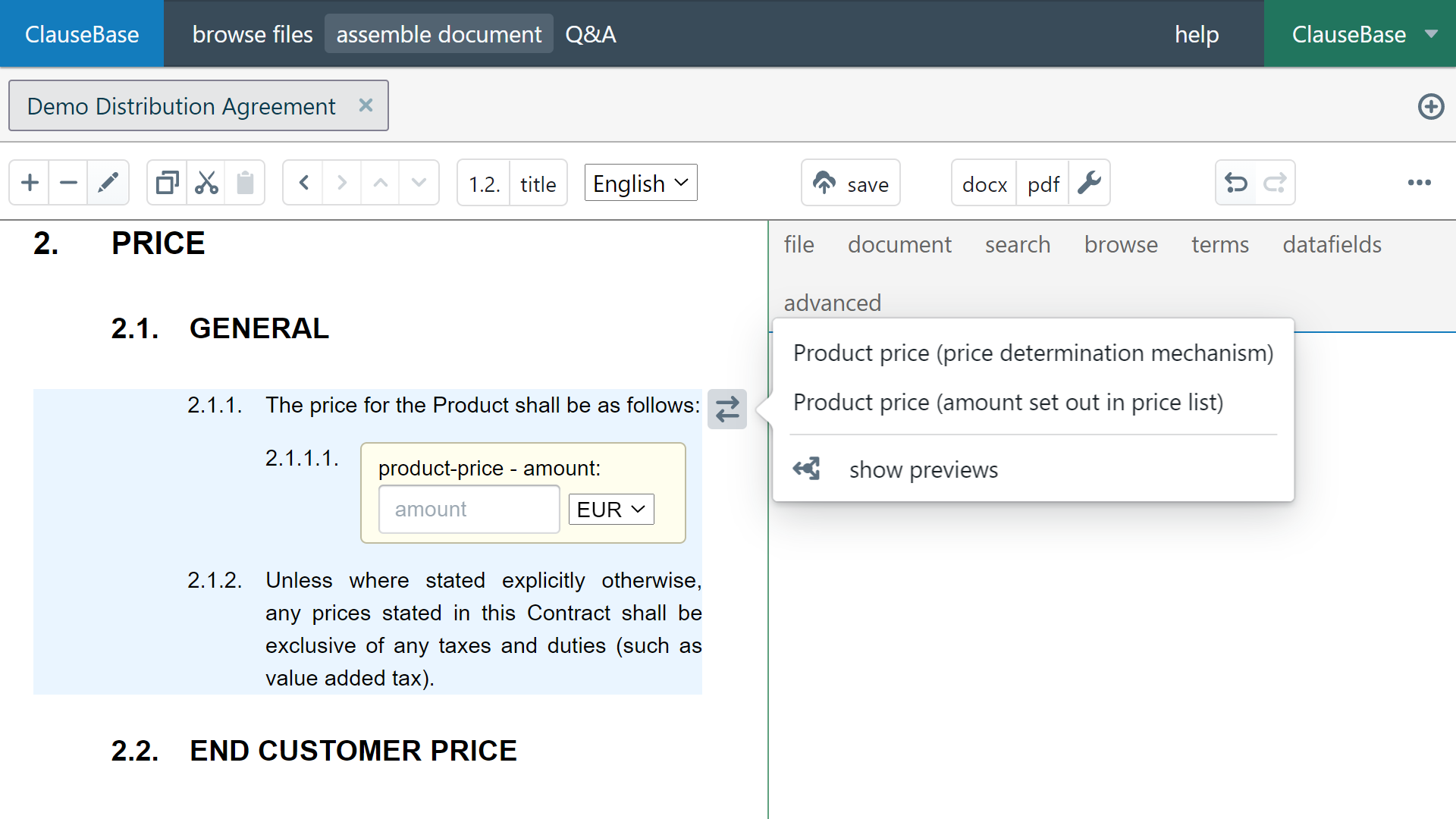 Clausebase-screenshot - demo distribution agreement Clausebase-screenshot - demo distribution agreement