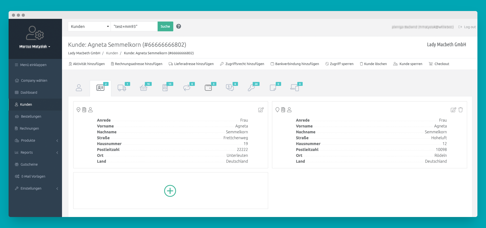 All addresses of every customer at a glance. All addresses of every customer at a glance.