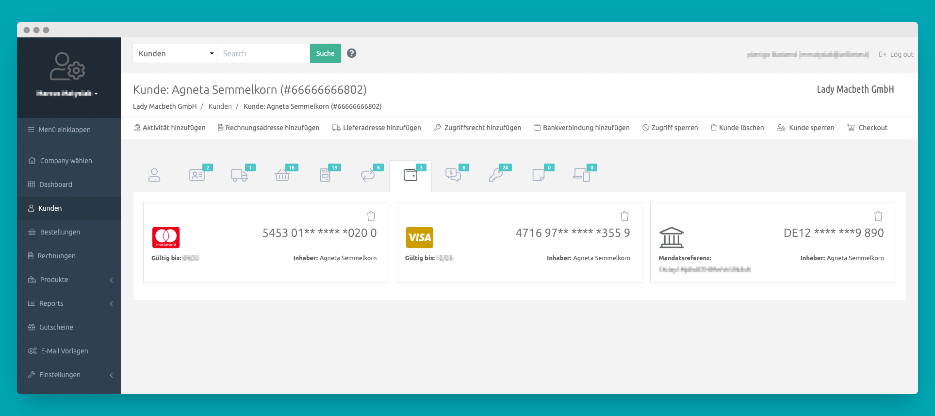 Overview of your customers' means of payment. Overview of your customers' means of payment.