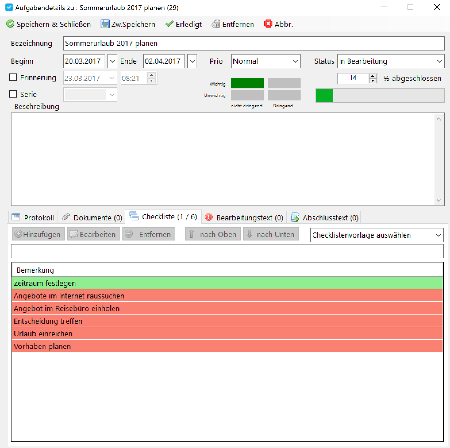 Collect any type of informations in the task details (here in german) Collect any type of informations in the task details (here in german)