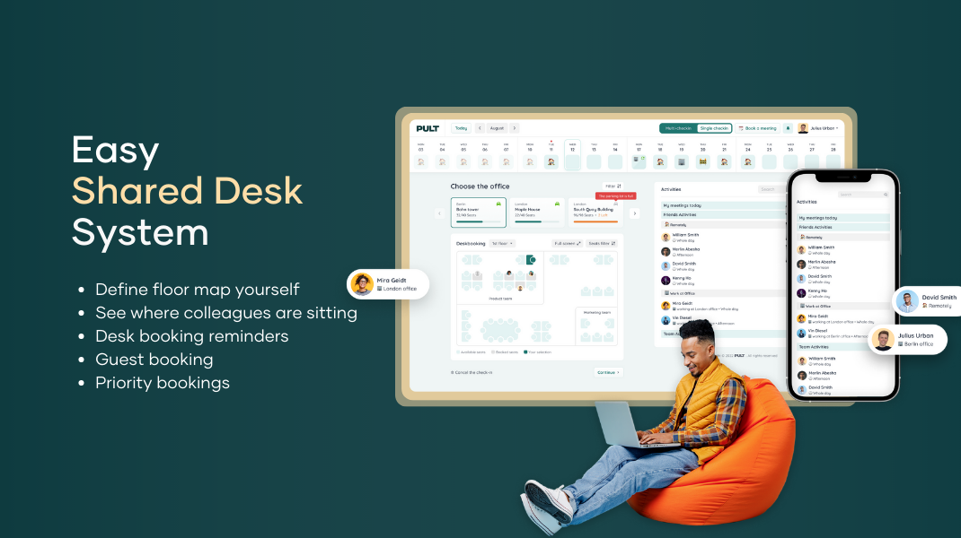 PULT - Desk Booking Software - Enable a smart shared desk policy in the office