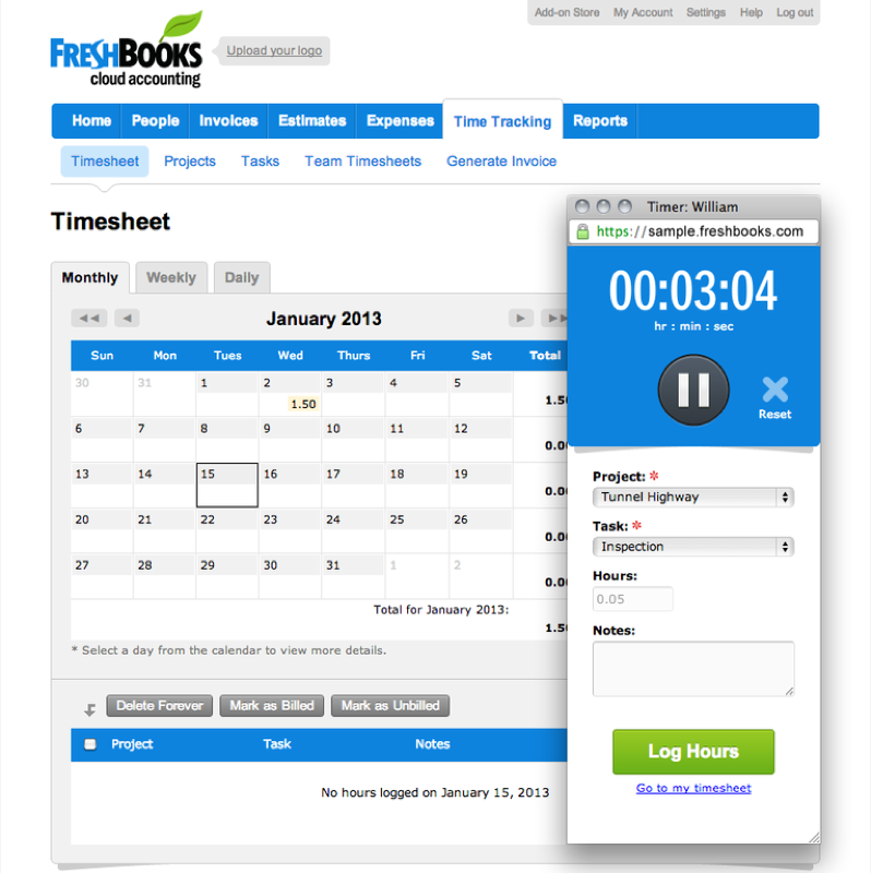 Freshbooks : Notes de frais Freshbooks : Notes de frais