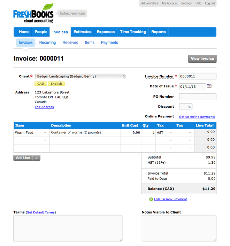 Freshbooks: invoice status