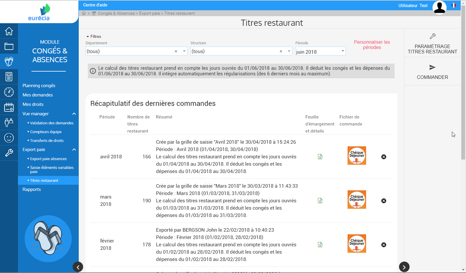 Module Holidays & Absences: Export Payroll - Titles Restaurants Module Holidays & Absences: Export Payroll - Titles Restaurants