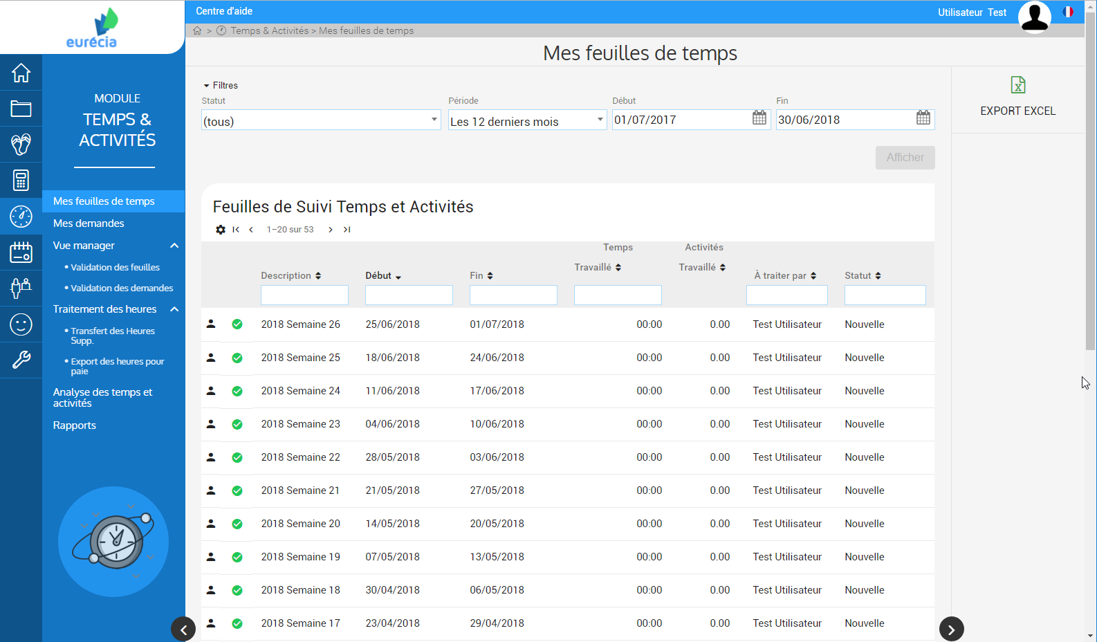 Management Module Time & Activities: visualization of working time Management Module Time & Activities: visualization of working time