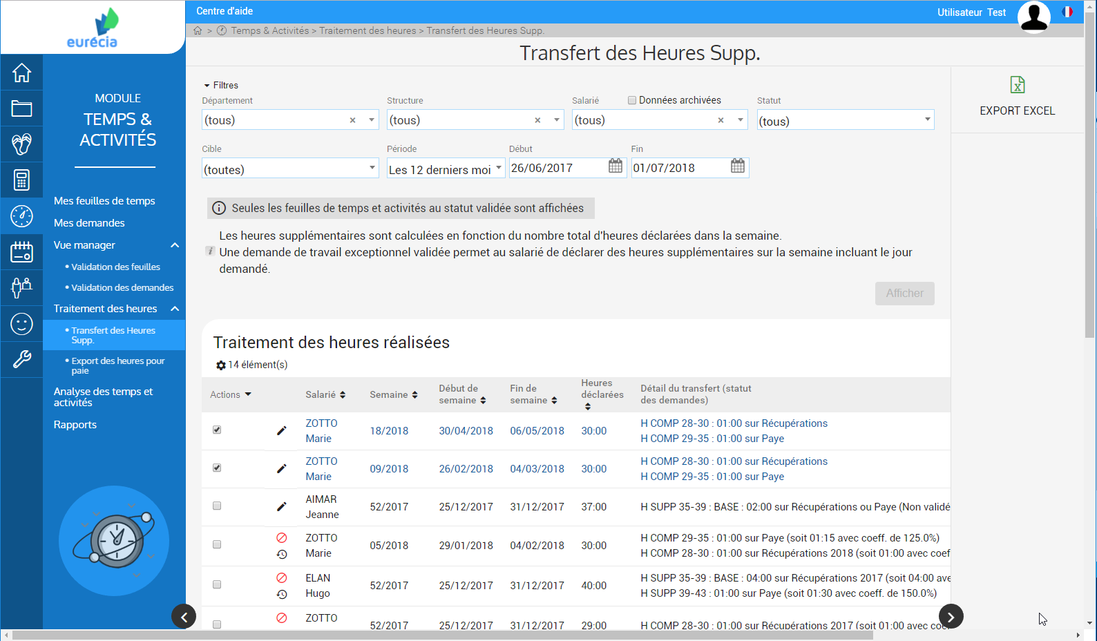 Management Module Time & Activities: Transfer of Overtime Management Module Time & Activities: Transfer of Overtime