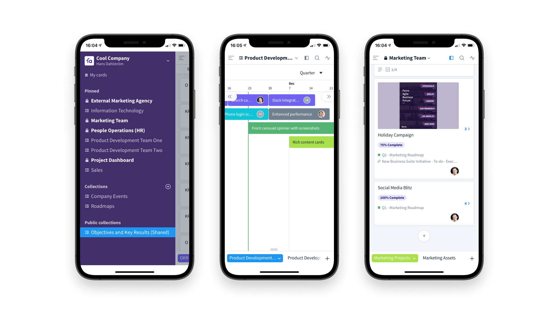 Favro has real-time apps for iOS and Android Favro has real-time apps for iOS and Android